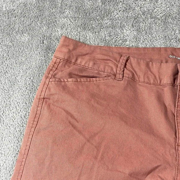 Old Navy Pixie Crop Blush Mid‎ Rise 12 Peach Amelia Rose Stretch Chino Outdoorsy - Picture 3 of 14